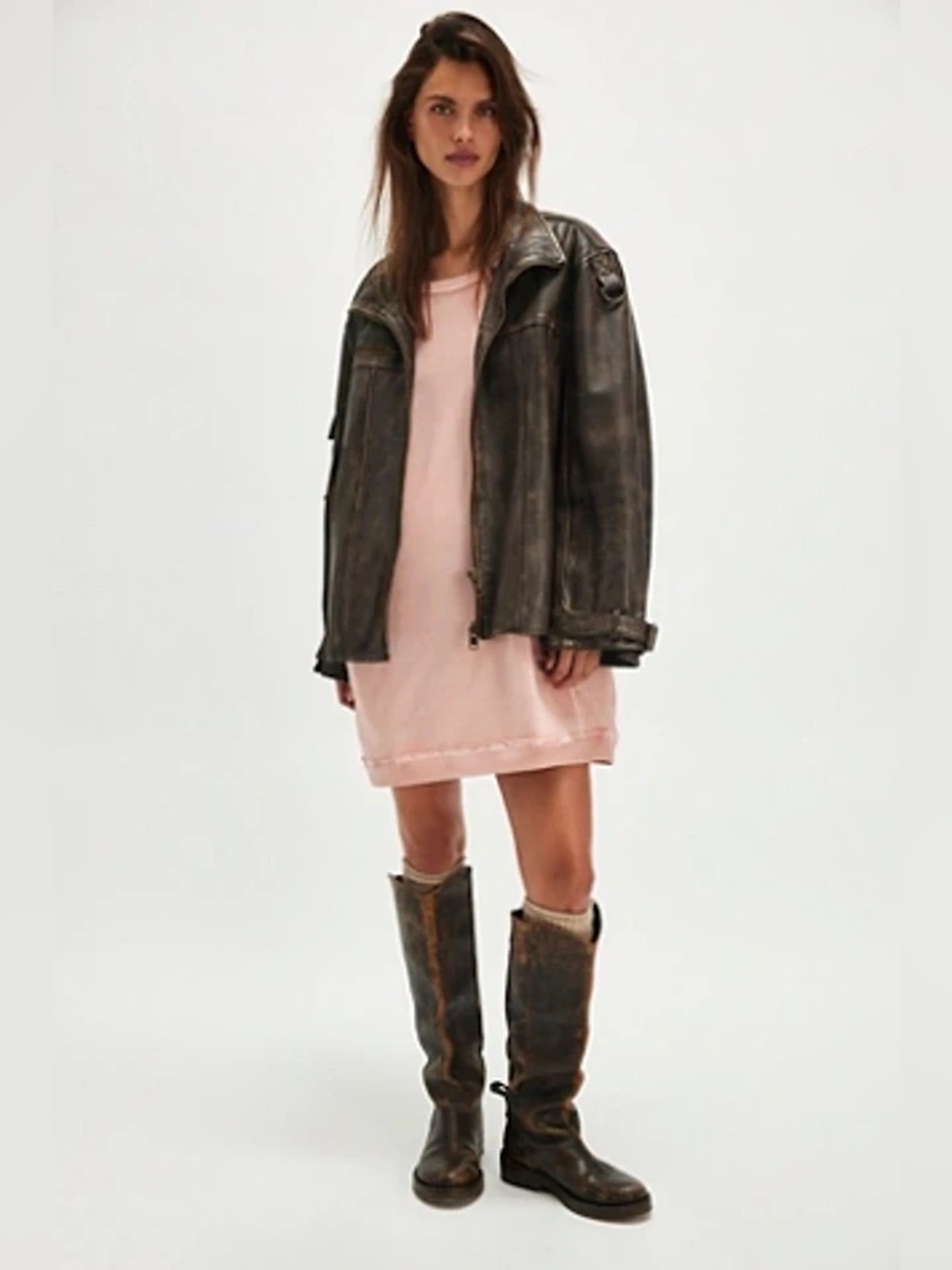 We the Free Mari Muscle pullover Mini Dress Dusty Plum Oversized Sweatshirt boho - Picture 4 of 13